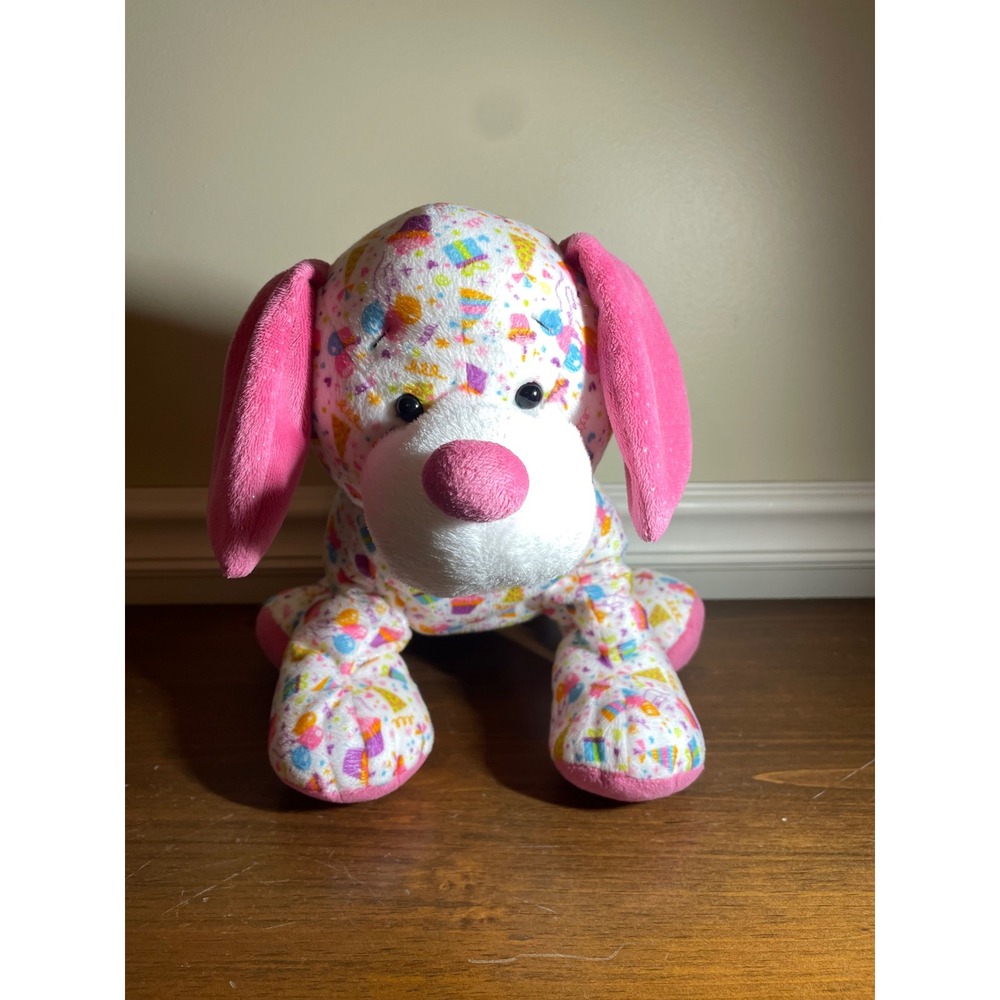 Ganz Birthday Party Puppy Plush White Pink Cupcake Dog Stuffed Animal